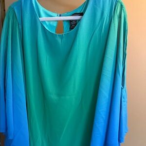 Ashley Stewart Teal and Blue Blouse
